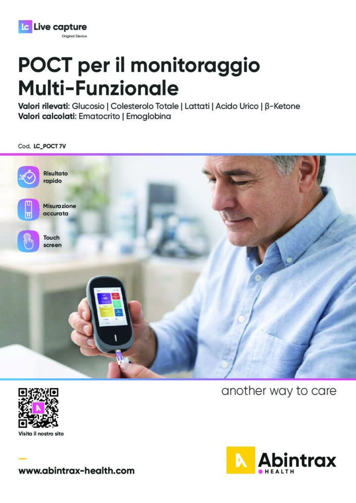 POCT monitoraggio 7 in 1 Glucosio ColesteroloTotale Lattati AcidoUrico Ketone Ematocrito Emoglobina